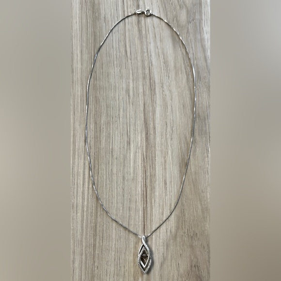 Designer OTC Sterling Silver Diamond Teardrop Infinity Pendant Necklace, 4g, 18" - Picture 5 of 7